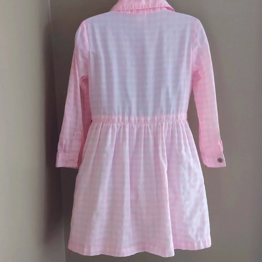 Carter's Gingham shirt dress with adjustable sleeves and bows - pink - size 3T